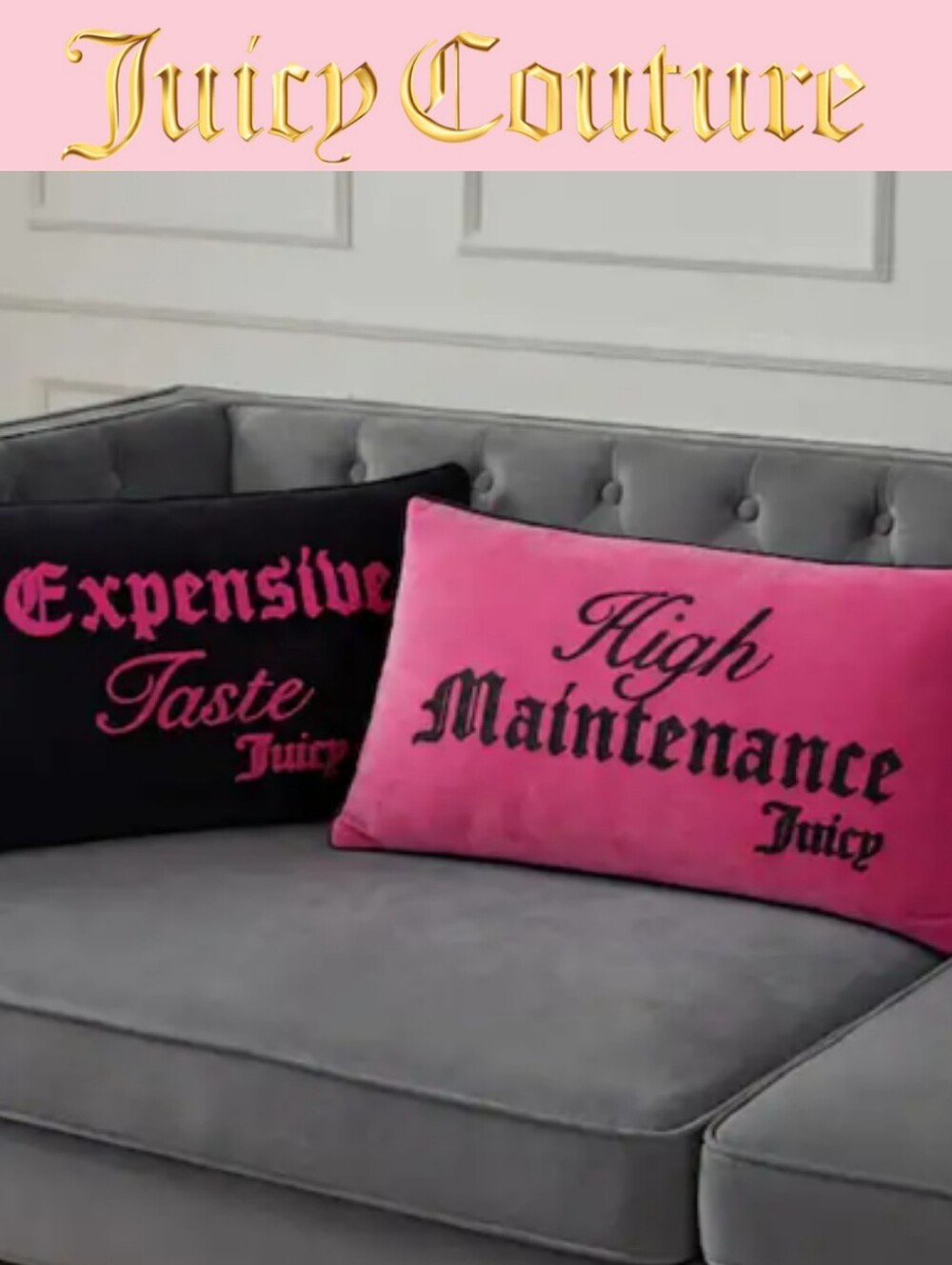 Juicy Couture Home High Maintenance Reversible Decoeative Accent Pillow